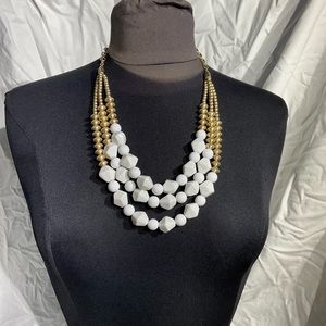 Thick white bead statement necklace